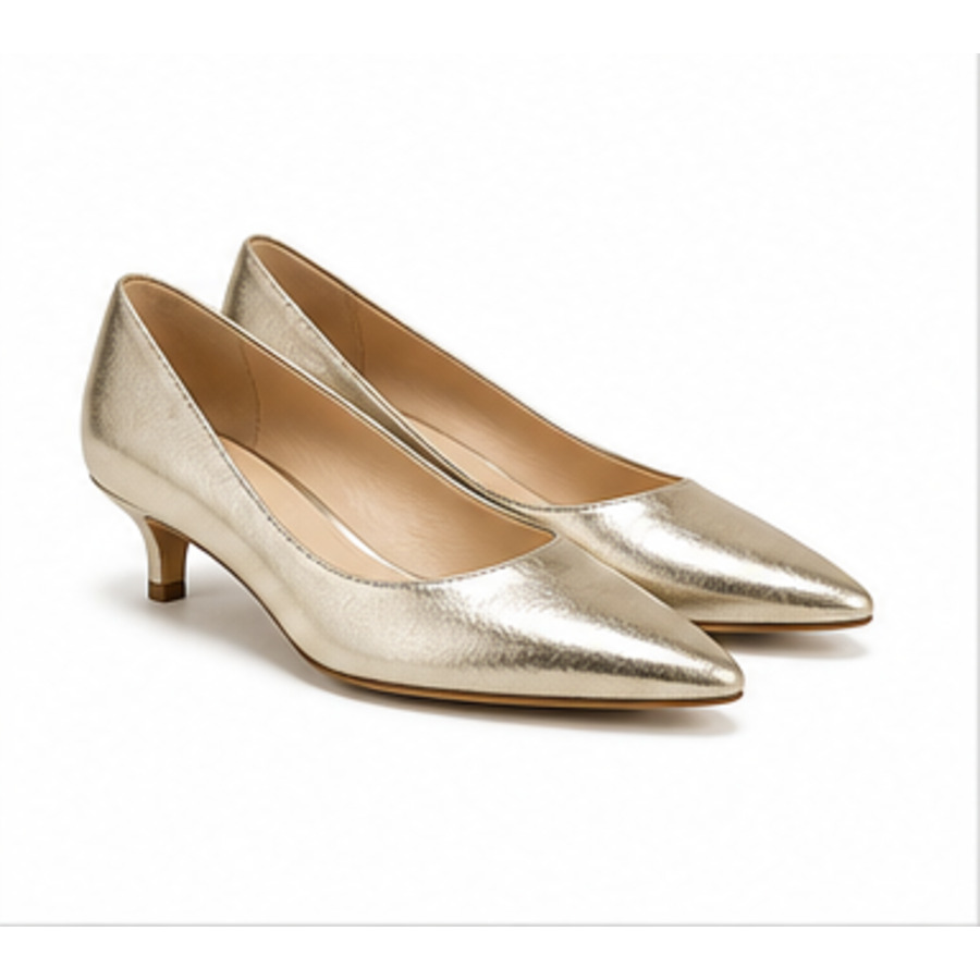 Champagne low-heel pumps